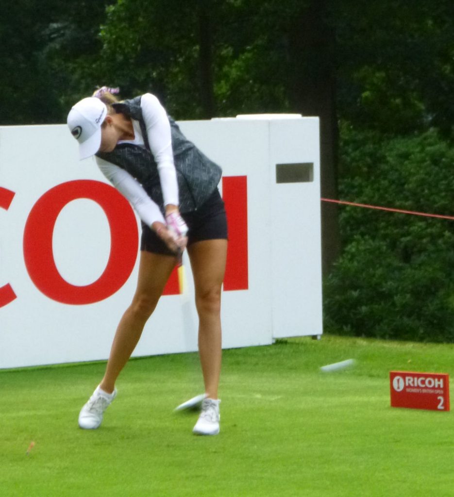 Paula Creamer driving off the 2nd tee